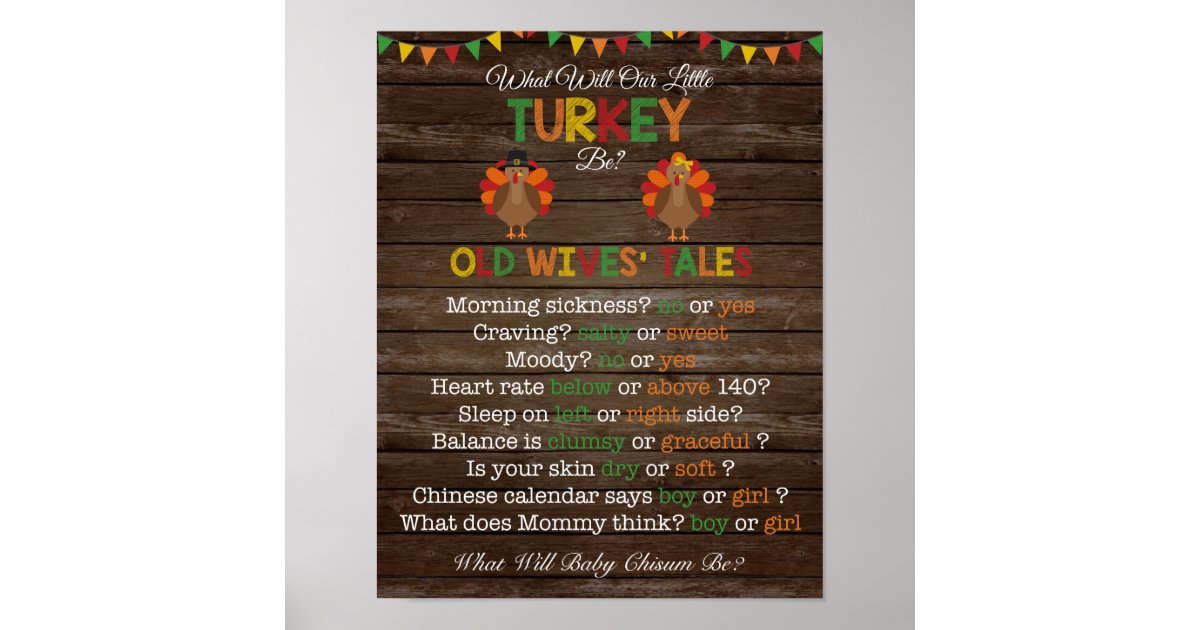 Thanksgiving Gender Reveal Old Wives' Tales Poster ...
