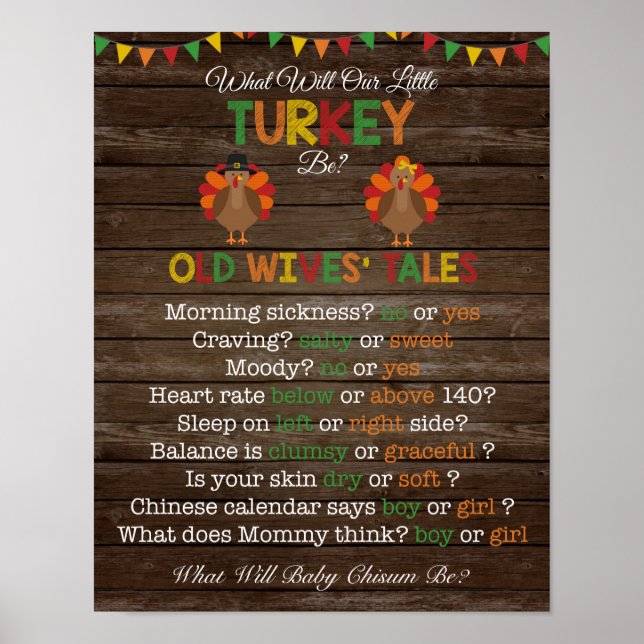 Thanksgiving Gender Reveal Old Wives' Tales Poster (Front)
