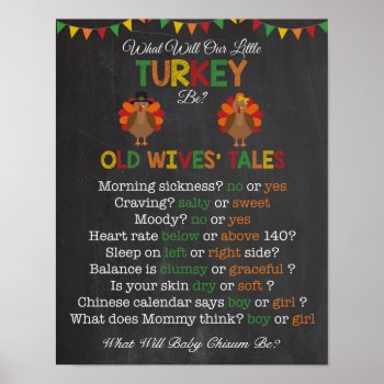 Thanksgiving Gender Reveal Old Wives' Tales Poster by AshleysPaperTrail at Zazzle