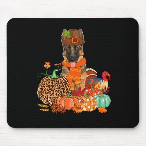 Thanksgiving German Shepherd With Turkey Fall Pump Mouse Pad