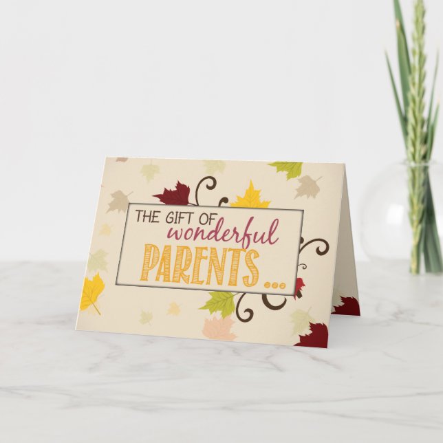 Thanksgiving Gift of Parents Leaves Holiday Card (Front)