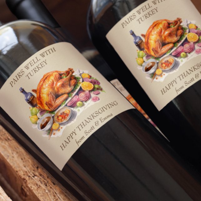Thanksgiving  Gift Pairs well with Turkey  Wine Label (Creator Uploaded)