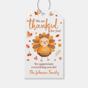 Thanksgiving Gift Tags, We Are Thankful for You Gift Tags