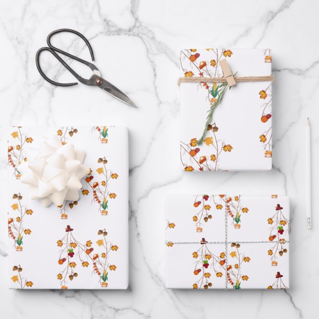 Thanksgiving Gift Wrappers Wrapping Paper Sheets (Front)