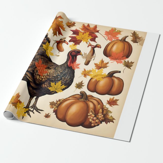Thanksgiving gift wrapping paper (Unrolled)