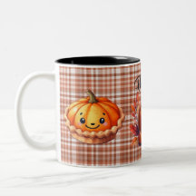 Thanksgiving Gingham Two-Tone Coffee Mug