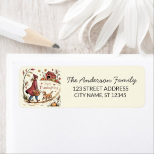 Thanksgiving Girl Dog Farm Pumpkin Return Address Label