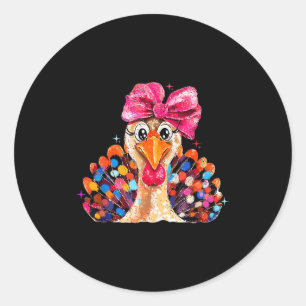 Thanksgiving Girls,coquette Turkey Funny Women, Gi Classic Round Sticker