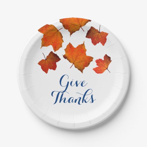 Thanksgiving Give Thanks 2019 Fall Leaves Trendy Paper Plates