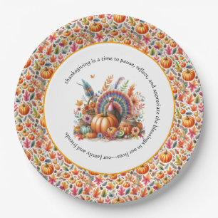 Thanksgiving "Give Thanks" Boho Turkey  Paper Plates