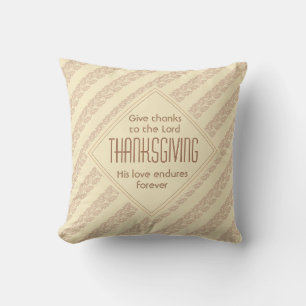 THANKSGIVING Give Thanks Christian Leaves CREAM Throw Pillow