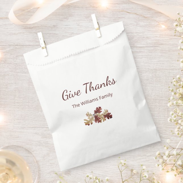 Thanksgiving Give Thanks Fall Foliage Autumn Favor Bag (Clipped)