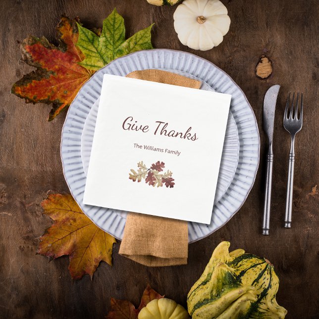 Thanksgiving Give Thanks Fall Foliage Table Decor Napkins (Creator Uploaded)