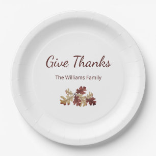 Thanksgiving Give Thanks Fall Foliage Table Decor Paper Plates
