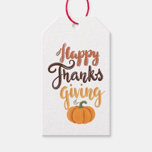 Thanksgiving Give Thanks lettering pumpkin Wine Ba Gift Tags
