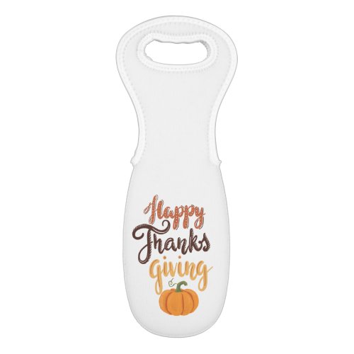 Thanksgiving Give Thanks lettering pumpkin Wine Bag
