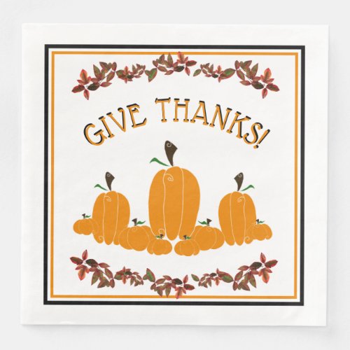 Thanksgiving Give Thanks  Paper Dinner Napkins