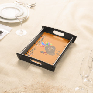 Thanksgiving Give Thanks Personalized Name Serving Tray