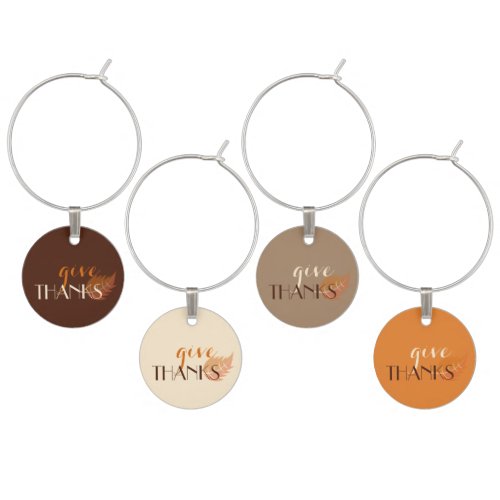 Thanksgiving Give Thanks Wine Charm Set