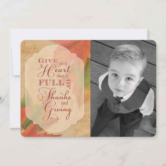 Thanksgiving - Give Us A Heart Custom Photo Holiday Card