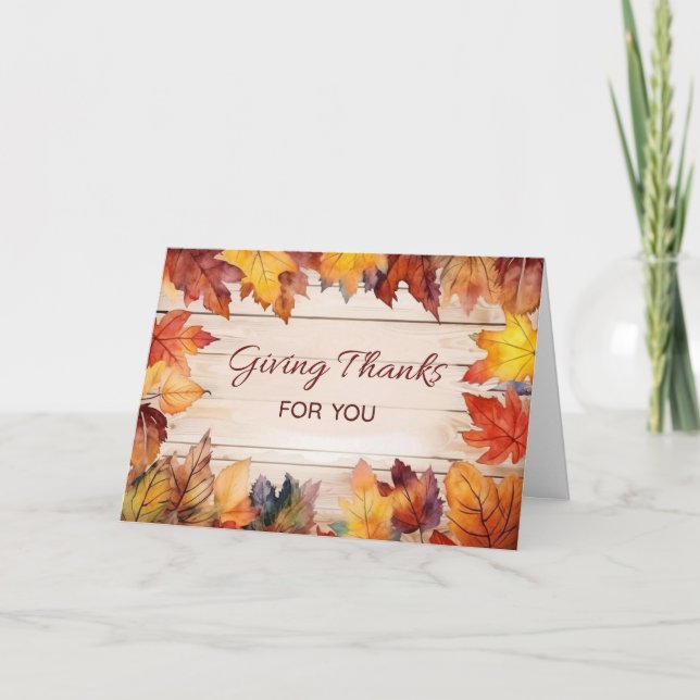 Thanksgiving Giving Thanks Colorful Rustic Autumn Card (Front)