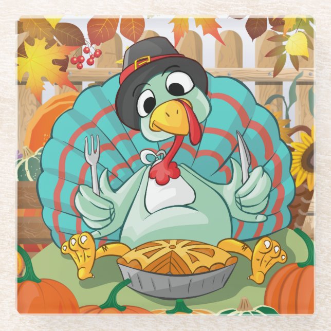 Thanksgiving Glass Coaster (Front)