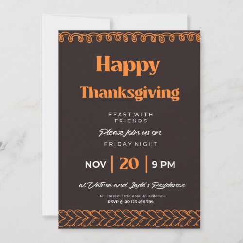 Thanksgiving Glow in Neon Ribbons and Love Chains  Invitation