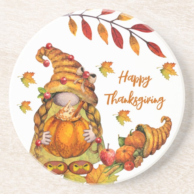 Thanksgiving Gnome  Coaster (Front)