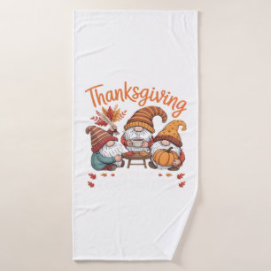 Thanksgiving Gnome Fall Leopard Turkey Essential T Bath Towel