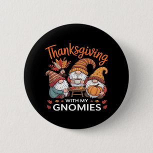 Thanksgiving Gnome Fall Leopard Turkey Essential T Button