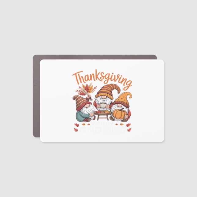 Thanksgiving Gnome Fall Leopard Turkey Essential T Car Magnet (Front)