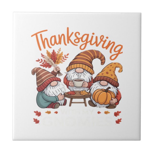 Thanksgiving Gnome Fall Leopard Turkey Essential T Ceramic Tile (Front)