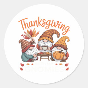 Thanksgiving Gnome Fall Leopard Turkey Essential T Classic Round Sticker