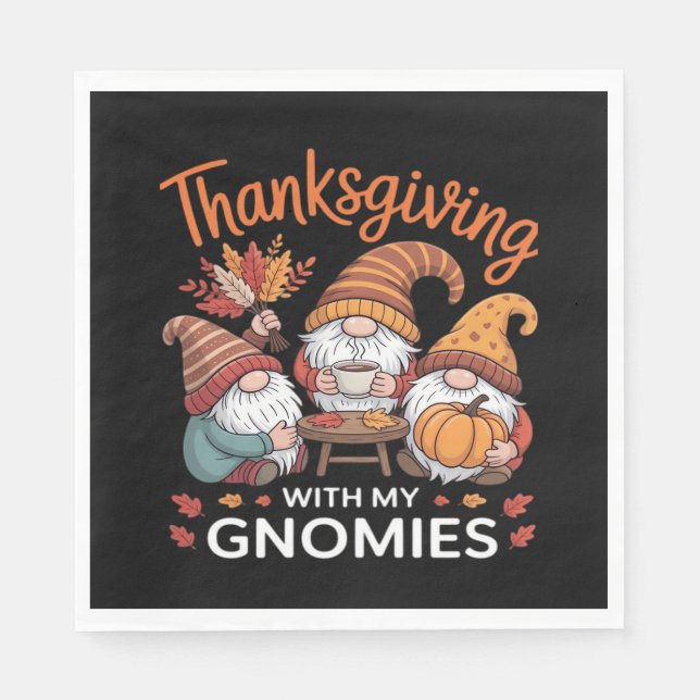 Thanksgiving Gnome Fall Leopard Turkey Essential T Napkins (Front)