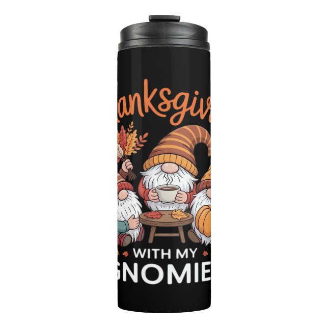 Thanksgiving Gnome Fall Leopard Turkey Essential T Thermal Tumbler (Front)