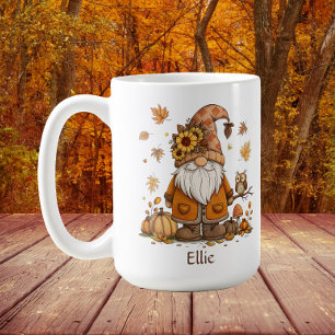 Thanksgiving Gnome Pumpkin Autumn Leaves Coffee Mug