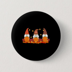 Thanksgiving Gnomes Cute Pumpkin Autumn Gnome Button