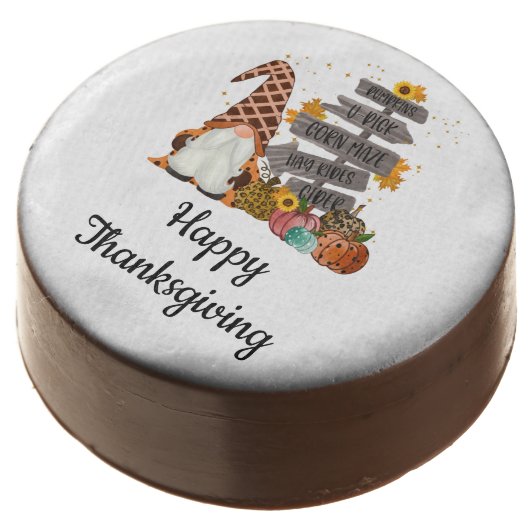 Thanksgiving Gnomes, Fall, Autumn, Pumpkins Party Chocolate Covered Oreo (Angled)