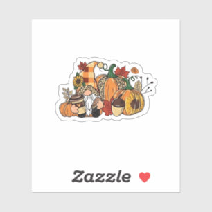 Thanksgiving Gnomes Fall Leaves Gnomes Funny Fall  Sticker