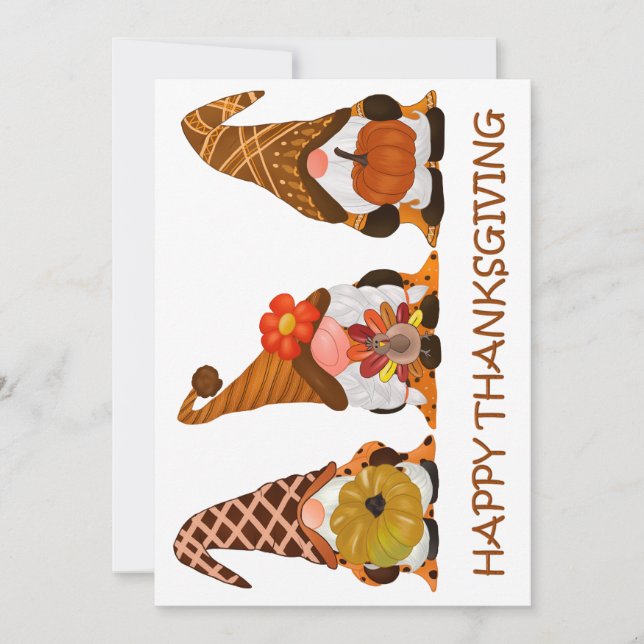 Thanksgiving Gnomes Holiday Card (Front)