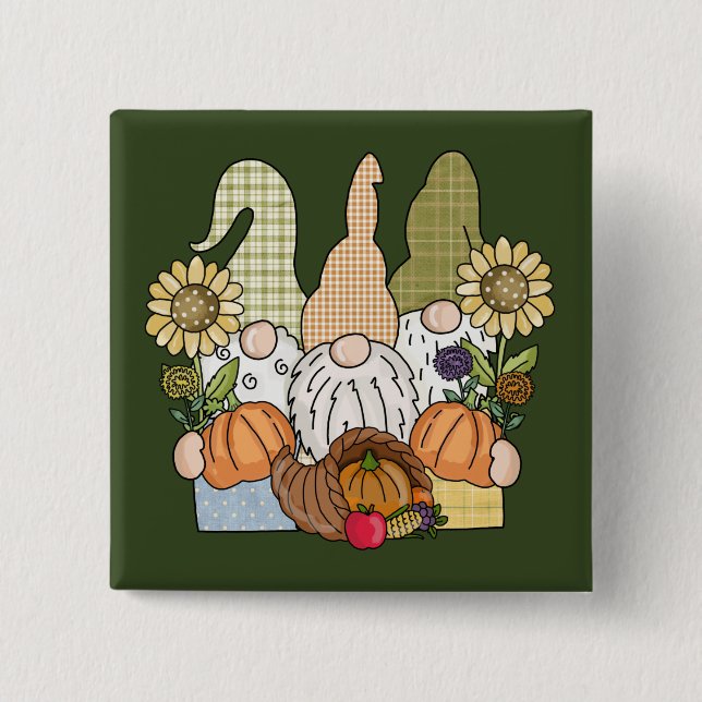 Thanksgiving Gnomes Trio Button (Front)