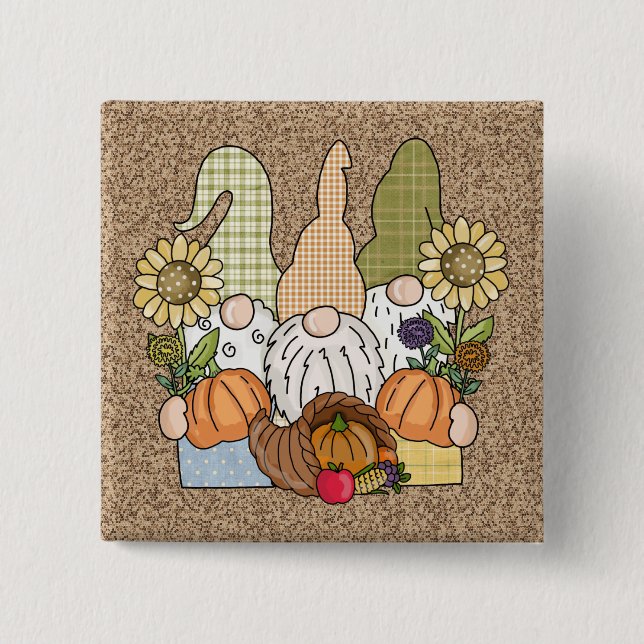 Thanksgiving Gnomes Trio Button (Front)
