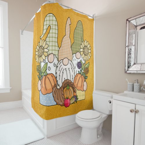 Thanksgiving Gnomes Trio Shower Curtain