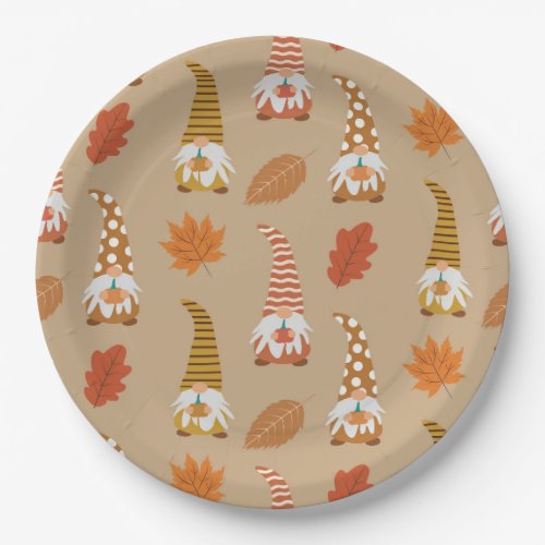 Thanksgiving Gnomes with autumn leaves   Paper Plates
