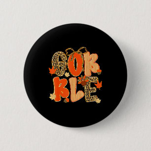 Thanksgiving Gobble Coquette Preppy Leopard Turkey Button