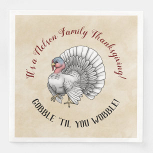 Thanksgiving "Gobble "til you wobble!" Turkey Paper Dinner Napkins