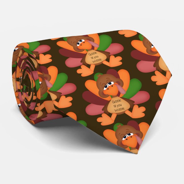 Thanksgiving gobble til you wobble turkey tie (Rolled)