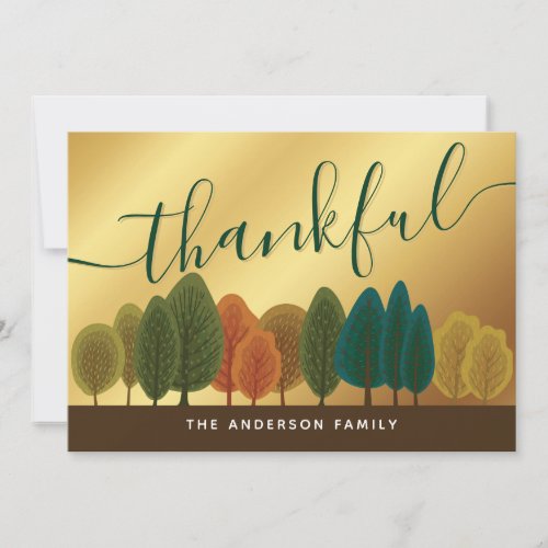 Thanksgiving Gold Flat Greeting Card