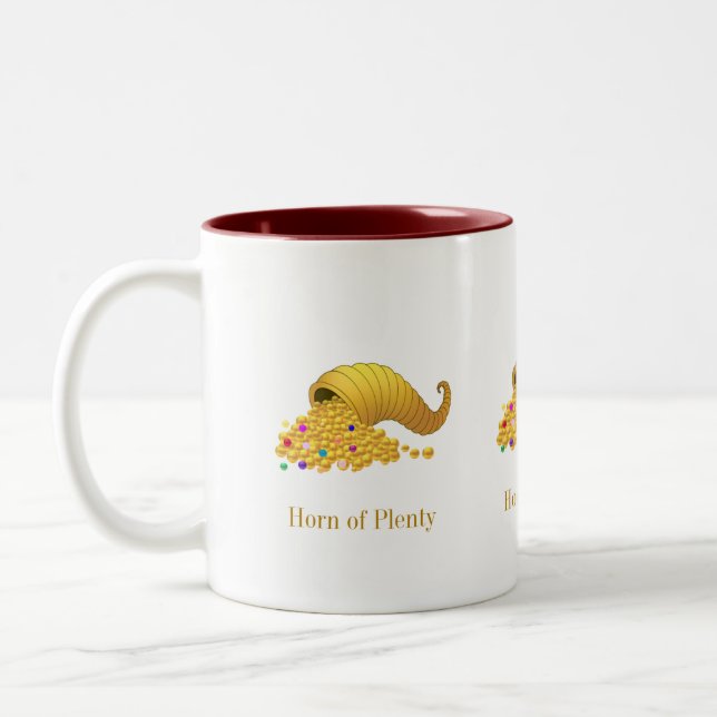 Thanksgiving Golden Horn of Plenty Two-Tone Coffee Mug (Left)