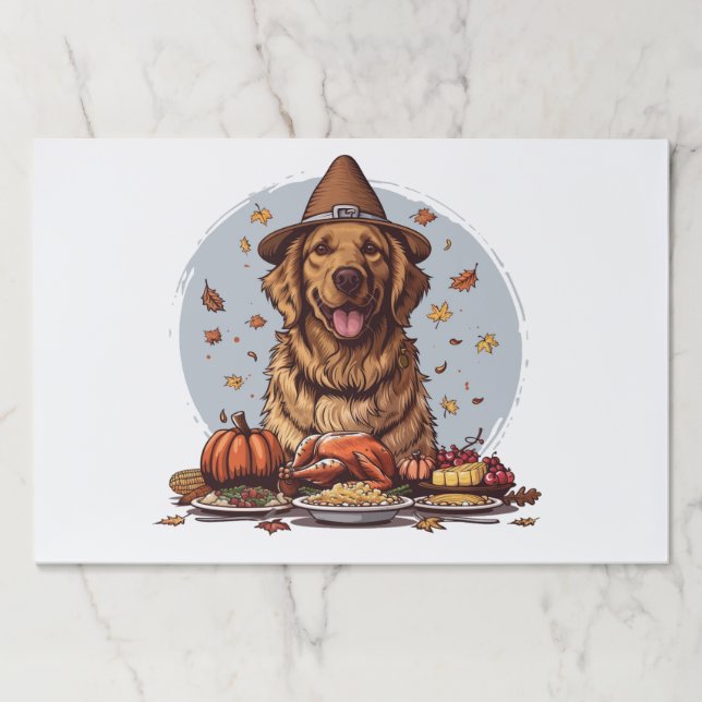 Thanksgiving Golden Retriever Dog Paper Pad (Front)